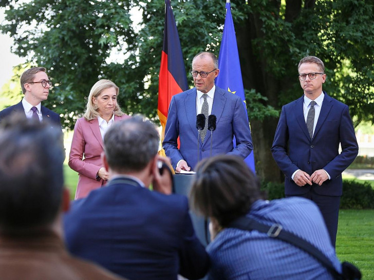 Amthor, Warken, Merz und Linnemann am 24.07.2026