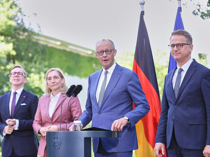 Amthor, Warken, Merz und Linnemann am 24.07.2026