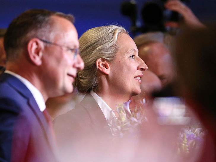 Tino Chrupalla und Alice Weidel nach ihrer Wahl am 04.07.2026