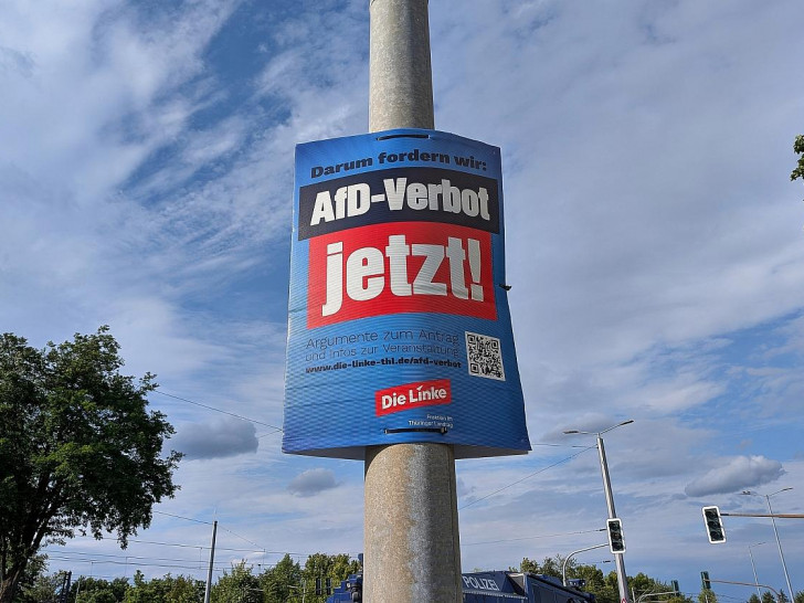 Plakat wirbt für AfD-Verbot (Archiv)