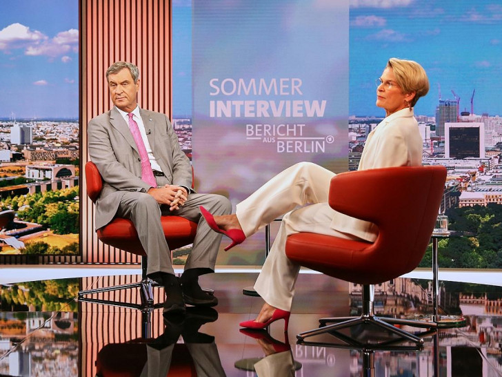 Markus Söder und Anna Engelke im ARD-Sommerinterview am 02.08.2026
