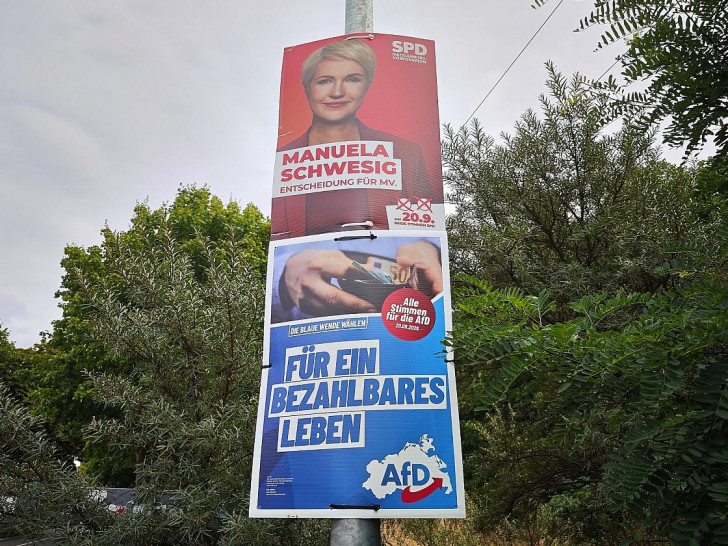 Wahlplakate für die Landtagswahl 2026 für SPD und AfD (Archiv)