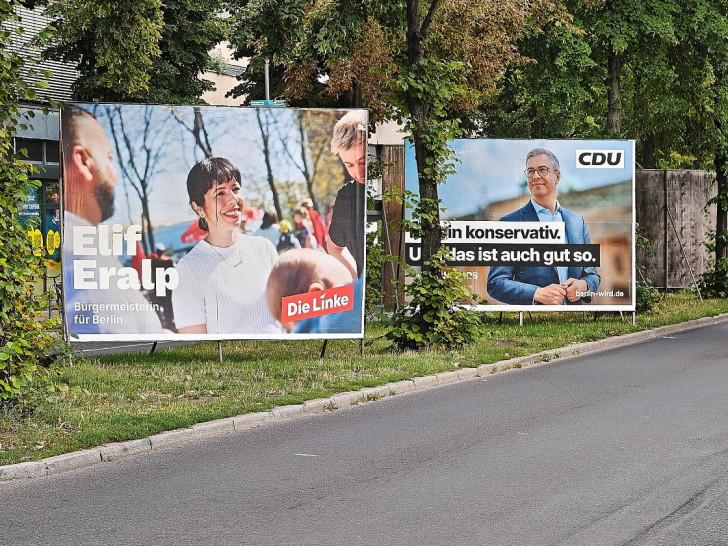 Wahlplakate von Linkspartei und CDU für die Abgeordnetenhauswahl 2026(Archiv)
