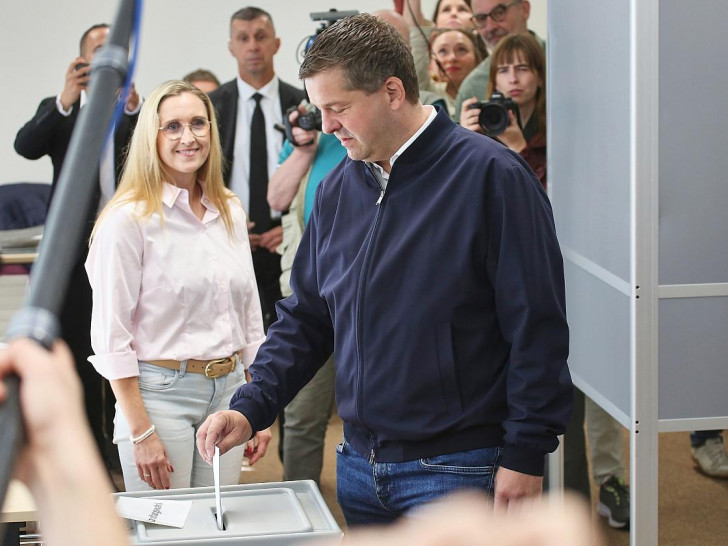 Sven Schulze bei der Stimmabgabe zur Landtagswahl am 06.09.2026