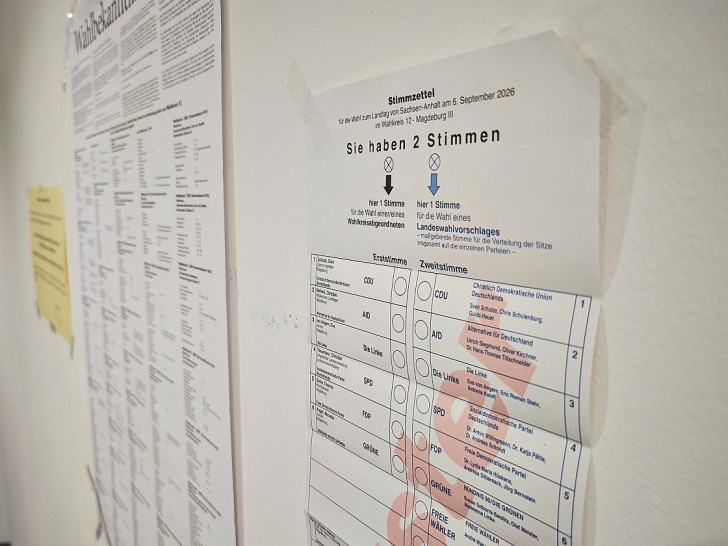 Stimmzettel zur Landtagswahl in Sachsen-Anhalt 2026 am 06.09.2026